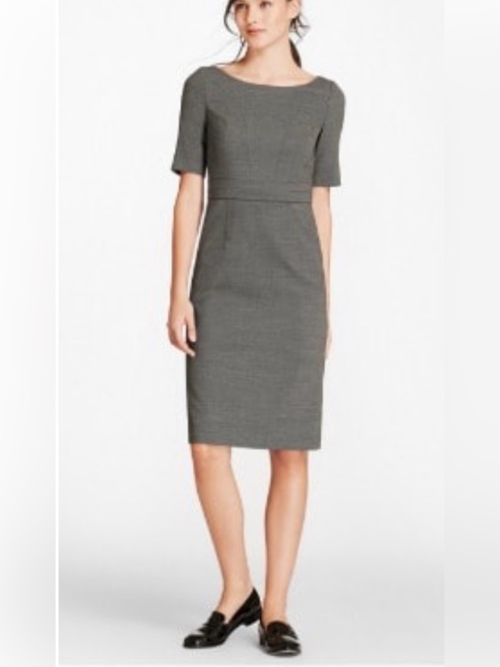 Brooks Brothers- Loro Piana Bird's-Eye Stretch-Wool Sheath Dress Sz 12